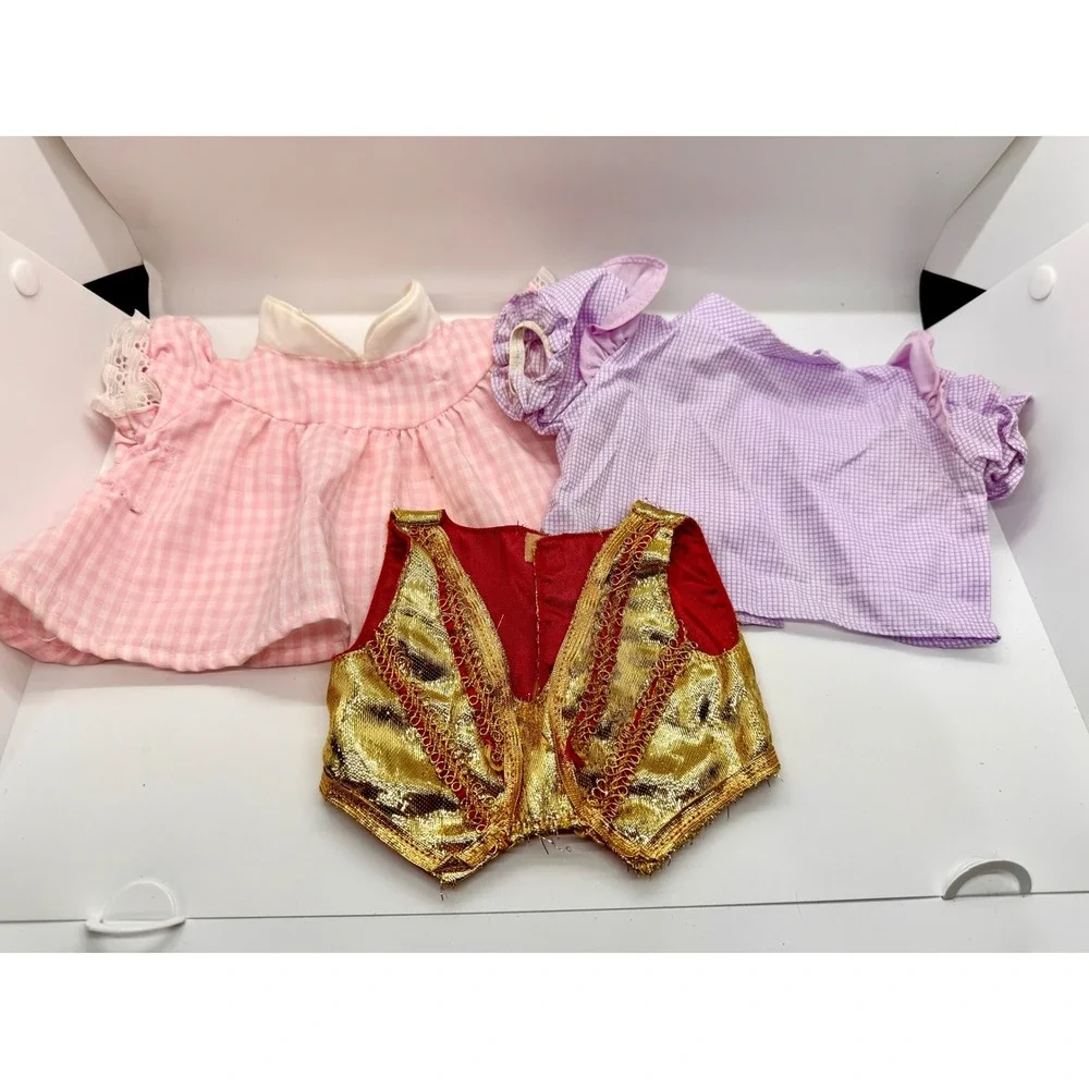 Vintage Cabbage Patch Kids Doll Clothes Lot 1980s Coleco Gingham Gold Vest 3pc